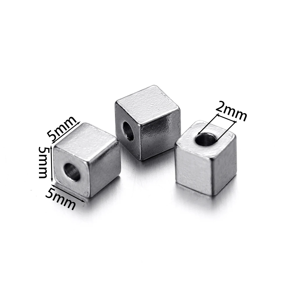 20 Teile/los Edelstahl Quadrat Quader Rocailles Groß Lose Spacer Perlen Für DIY Armband Erkenntnisse Schmuck Machen Liefert – Detail 7