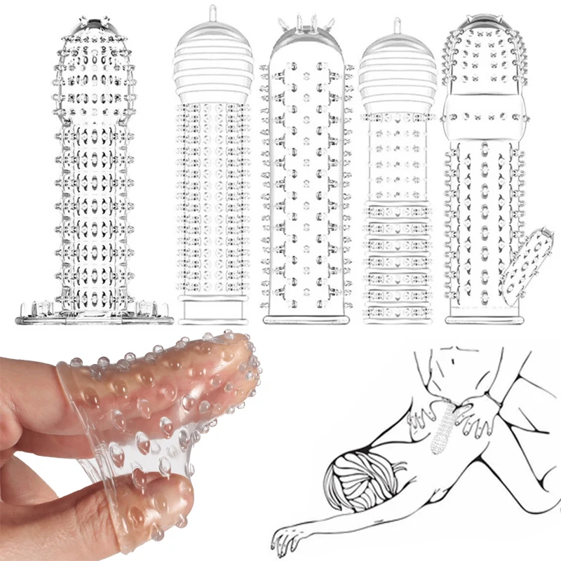 Male Penis Covers Extender Condoms Adult Toys Silicone Finger Dick Sleeve Clitoris Stimulation Lock Cock Rings Sex Toys For Men sex toys