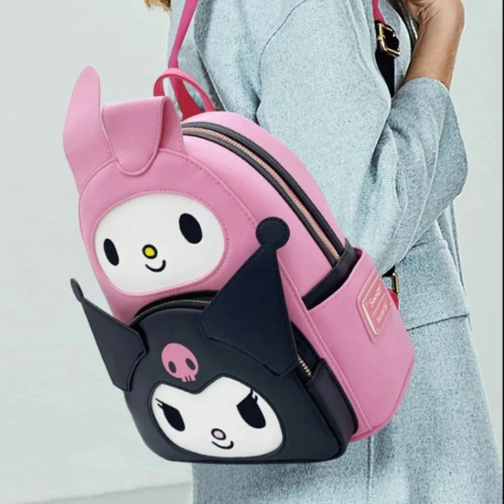 

MINISO Sanrio PU Leather New Sanrio Loungefly Co-branded Kawaii Melody Cartoon Mini Backpack Women's Backpack Children's