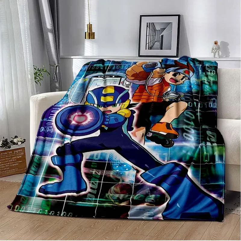 Cartoon Rockman Megaman Game Soft Plush Blanket,Flannel Blanket Throw Blanket for Living Room Bedroom Bed Sofa Picnic Cover Kids 3
