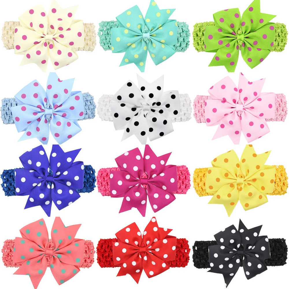 baby girl headband Infant hair accessories band bows Headwear Dot Newborn Children Gift Toddlers Ribbon newborn cloth Bowknot hair accessories hair headband accessories baby headband set