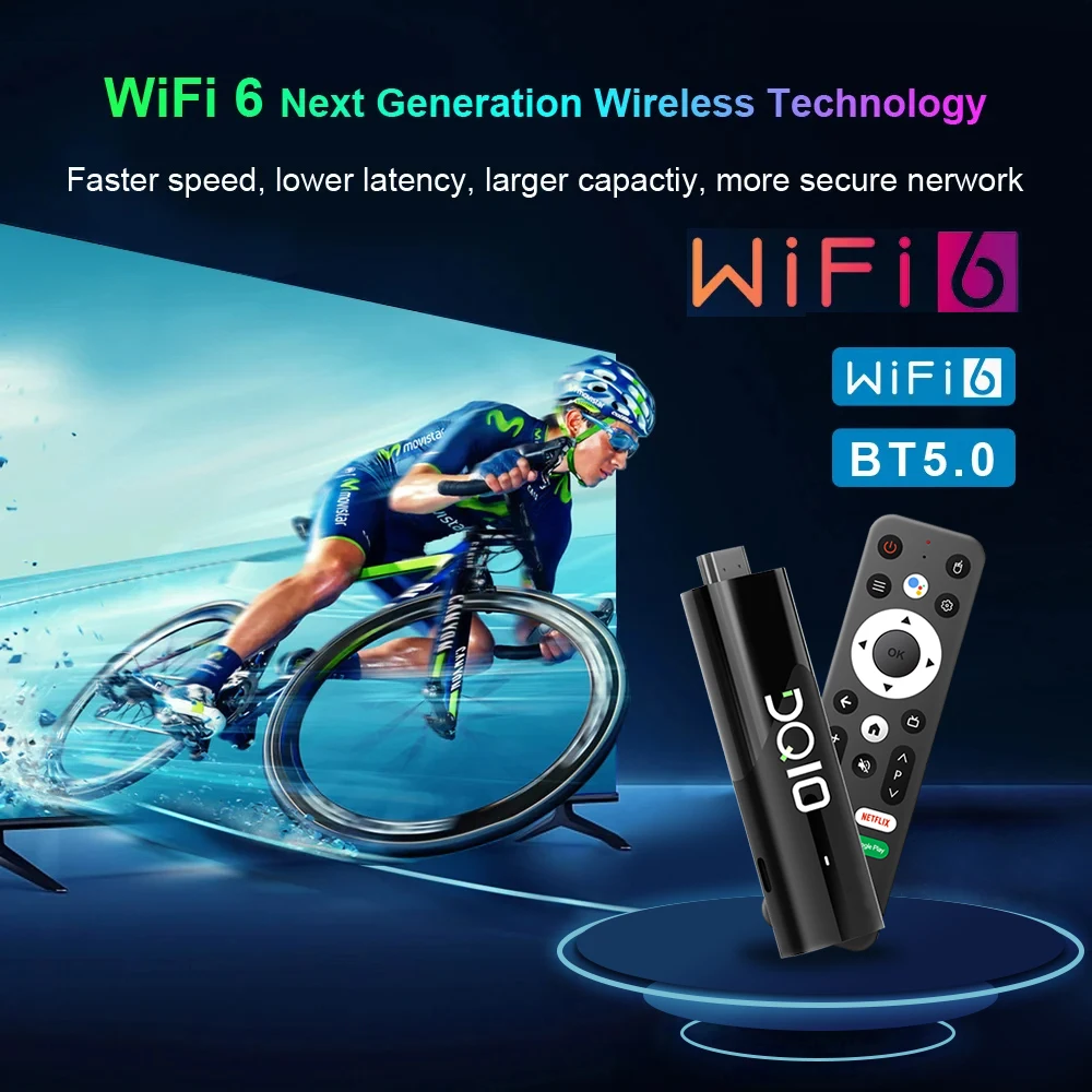 LEMFO ATV 미니 TV 스틱, 안드로이드 13 Allwinner H618 쿼드 코어 Cortex A53 지지대 8K 비디오, 4K Wifi6 음성 원격 스마트 TV 박스, DQ10