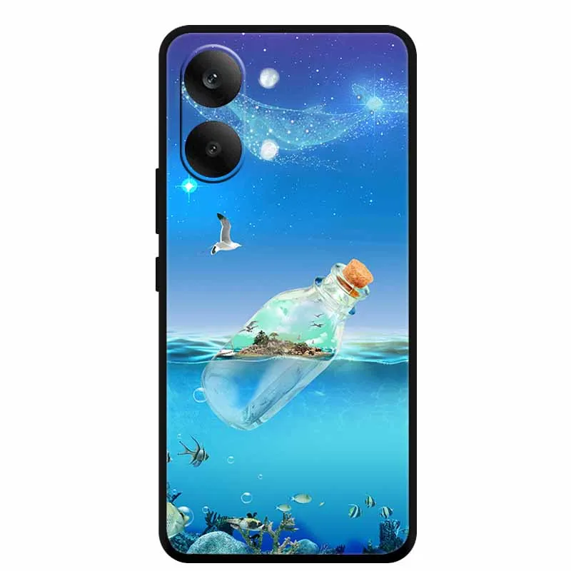 Silicone Shockproof TPU Back Cover with Printed Design