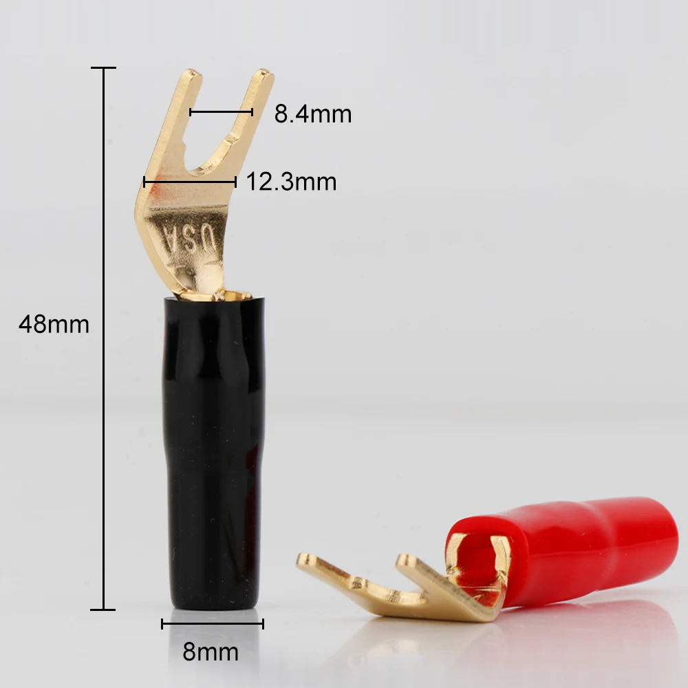 4pcs Sy1530 High Quality Gold Plated Spade Plug Speaker Cable Spade