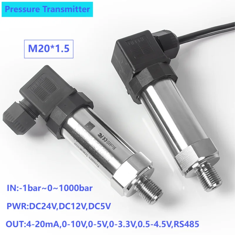 M20*1.5 pressure transmitter sensor 0-1bar 2bar 5bar 150bar DC24V DC5V pressure transducer hydraulic 4-20mA 0-10V 0.5-4.5V 0-3.3