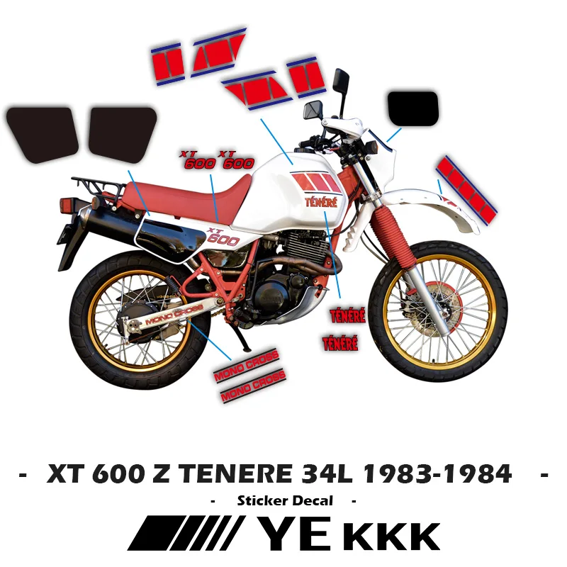 For Yamaha XT 600 Z TENERE 1983-1984 Fairing Shell Sticker Decal Replica Full Car Sticker Decals fairing shell sticker decal replica full car sticker decals for yamaha xt 600 z tenere 1983 1984