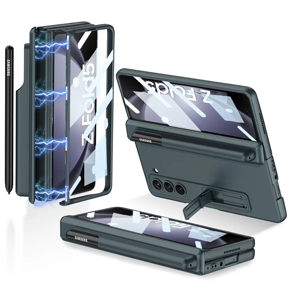 

Чехол для Samsung Galaxy Z Fold 5 4 с магнитными петлями S-Pen, стеклянный защитный чехол для Galaxy Z Fold5 Fold4
