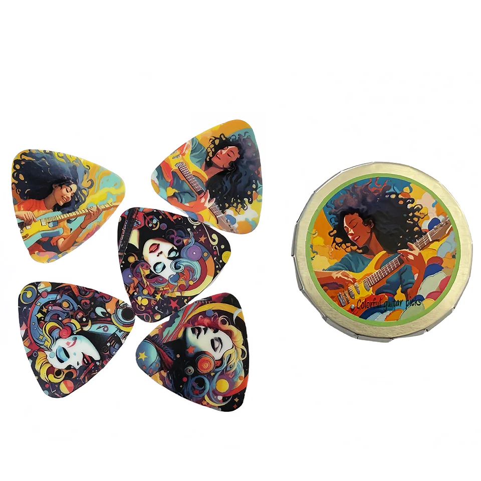 100 Plettri Chitarra – Triangolo Arrotondato 0,71mm – Celluloide, Multicolore - Foto 3