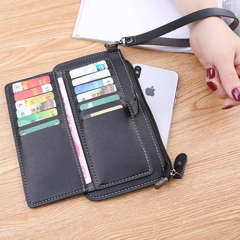 Ladies Wallet Long Fashion Dark Buckle Wallet Large Capacity Card Holder Coin Purse Leather Bag Purses for Women New PU
