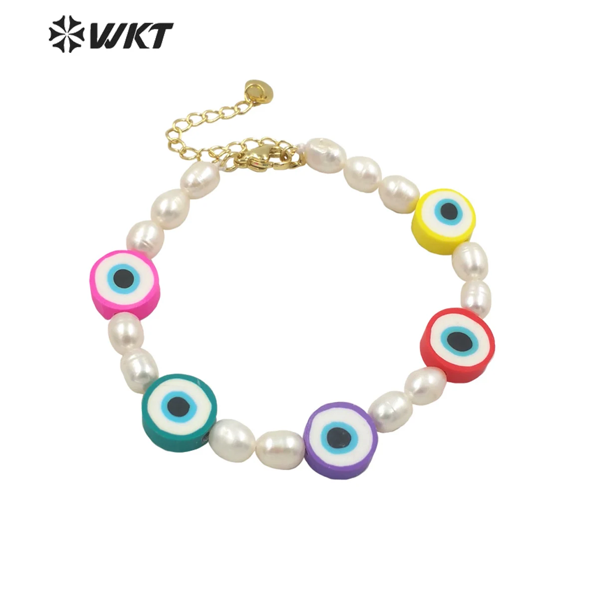 

WT-MPB061 WKT 2022 Fashion Accessories Round Devil's Eye Bracelet Nice Natural Resin&Pearl Luxury Women For Gift Party Hot