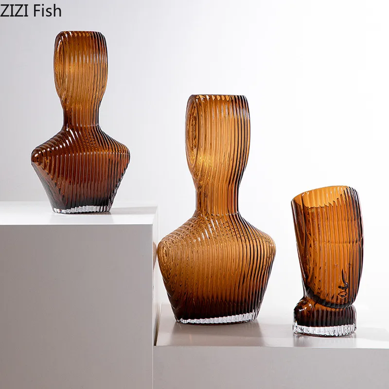 Astratta Strisce Verticali Figure Vaso Vasi Da Fiori Idroponici Composizione Floreale Decorativa Decorazione Scrivania Artigianato Vasi Floreali