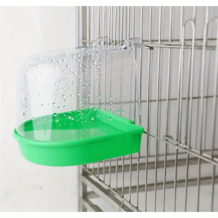 1PC Bird Bath Tub Can Be Hung Outside To Prevent Water Splashing Parrot Bath Tub Transparent Box for Small Birds