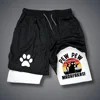 Funny Cat Print Running Shorts Men Sportswear Y2k Animal Pattern Gym Quick Dry Short Pant Summer Fitness Double-deck Short Pant 1