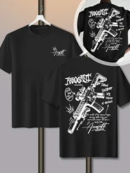 Graffiti Print Tactical Rifle Graphic Men's 100% Cotton T - Shirt - Edgy Summer Streetwear - XXXL (4)