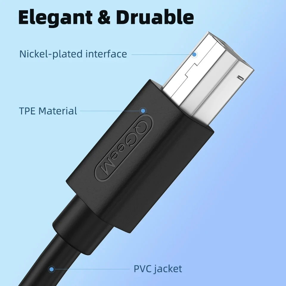 usb cable for printer High Speed A to B Male to male usb Printer Cable data sync For 3d label printer lenovo 1m 2m 3m 5m QGeeM