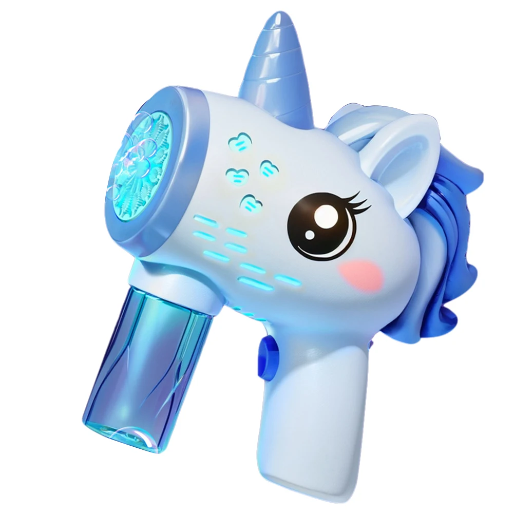 Unicorn Electric Bubble Gun Toy with Light Bubble Machine Gun Maker Birthday Gifts for 3 4 5 6 Years Old Boys Girls