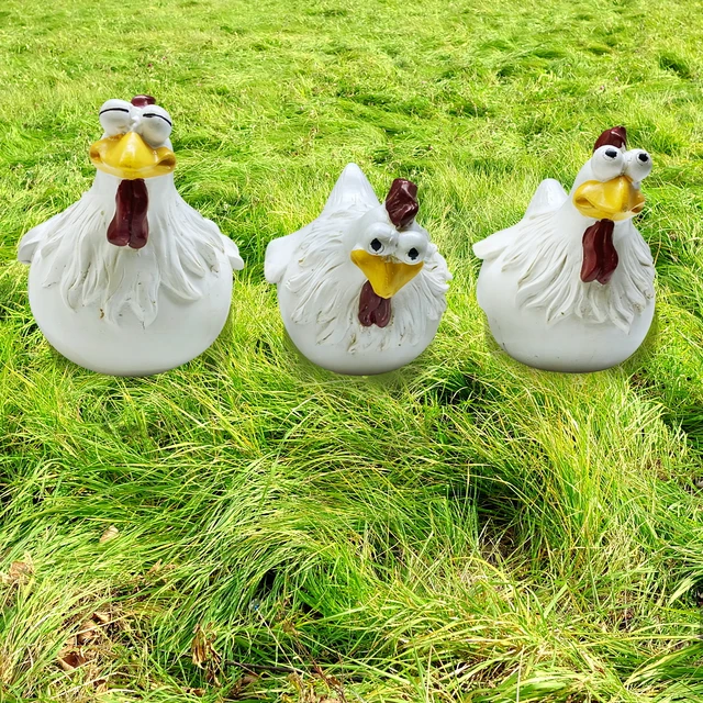 Vicces Csirke Kerítés Dekoráció Szobrok Gyanta Kerti Farm Udvar Tyúk Szobor Művészeti Kézműves Háziasszonyos Otthoni - Image 5