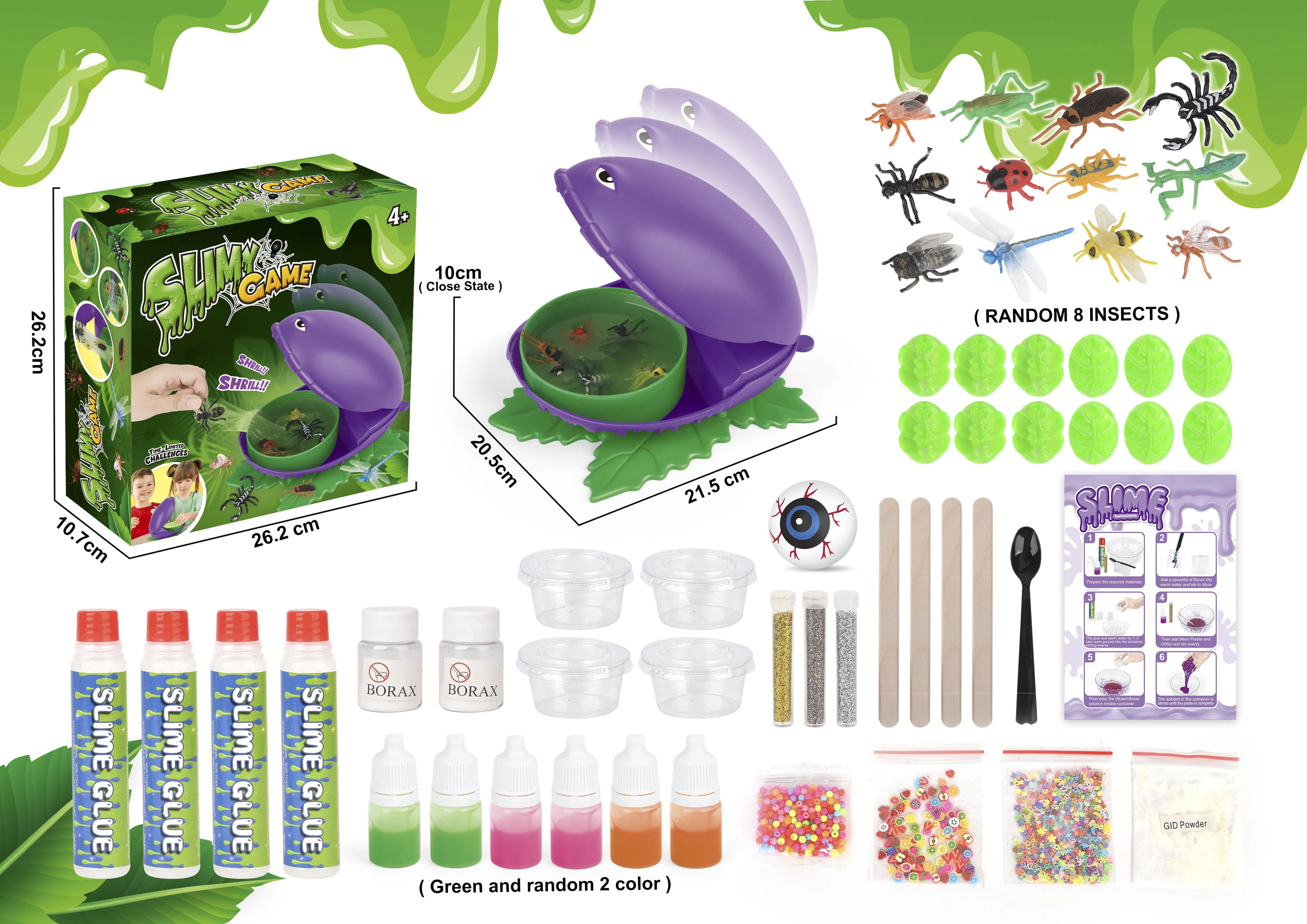 DIY Slime Kit Toy for Kids Girls Boys Ages 5-12, Glow in The Dark Glitter Slime Making Kit - Slime Supplies w/ Foam Beads Balls