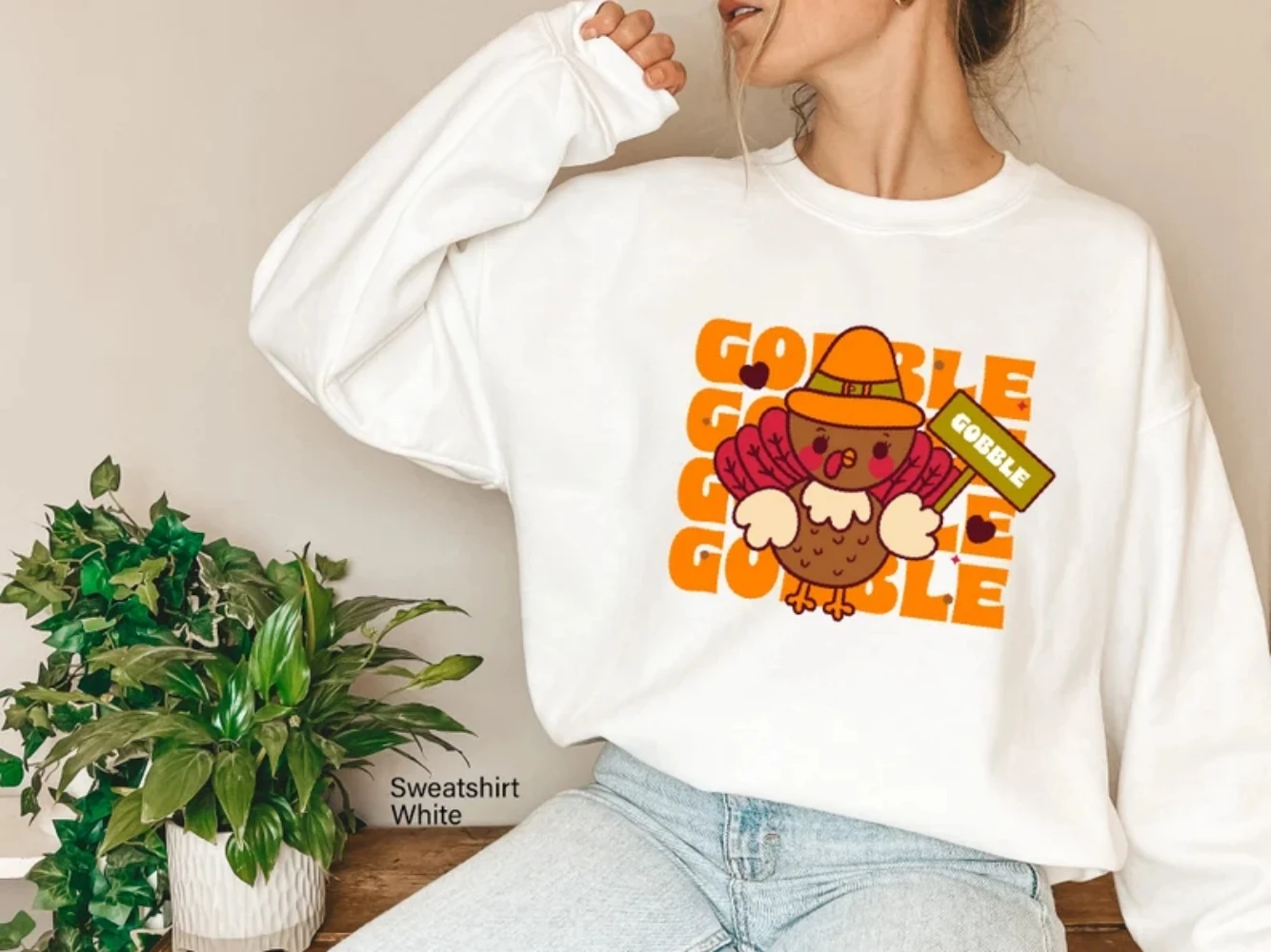 

Gobble Sweatshirt Funny Thanksgiving Turkey Shirt Thankful Cute Trendy Long Sleeve Tops For Women Fall Shirts For Girls