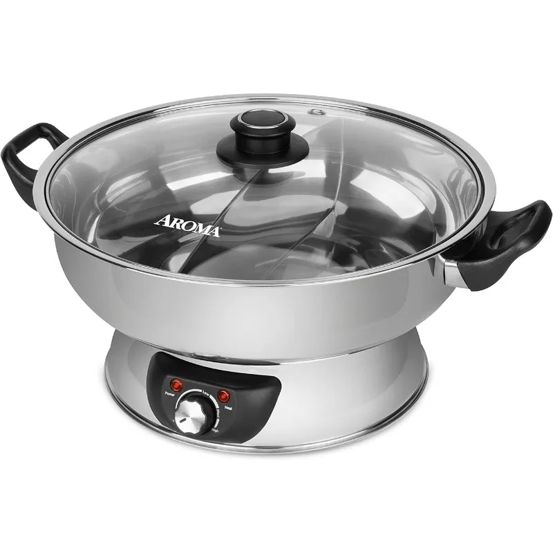 Aroma Stainless Steel Hot Pot, Silver (ASP-600), 5 quart 