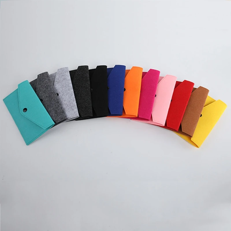 Felt Coin Wallet Women Men Purse Change Bag Credit Card Holder Solid Color