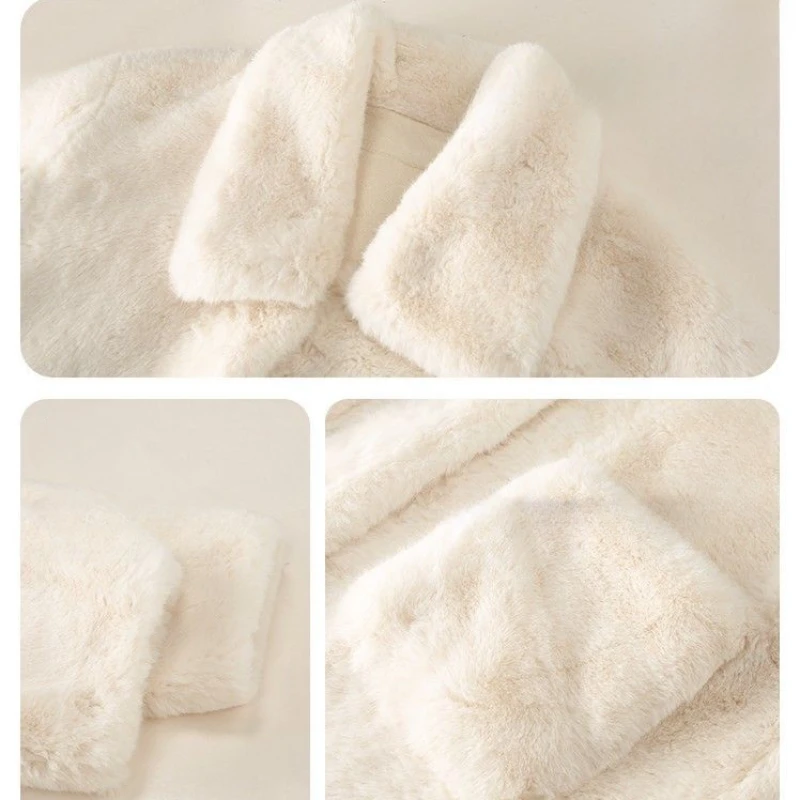 Mid-length Imitation Mink Fur Coat for Women, Thicken Warm Outcoat, Fashion Casual Parkas, Loose Warm,Version over the Knee, New