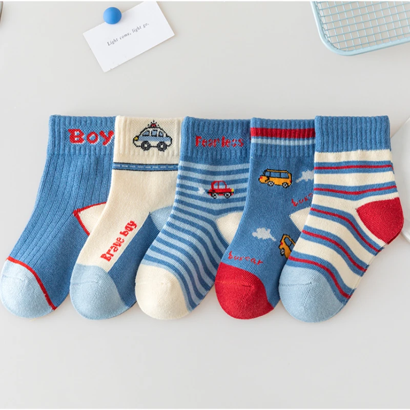 5 Pairs Cartoon Animal Kids Socks – Toddler to Age 12, Spring/Autumn 3