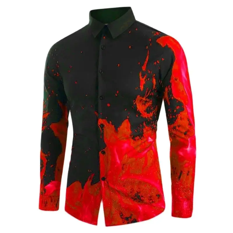 Shirt men splash ink abstract fashion casual outdoor street party men's tops comfortable and soft high quality shirt large size