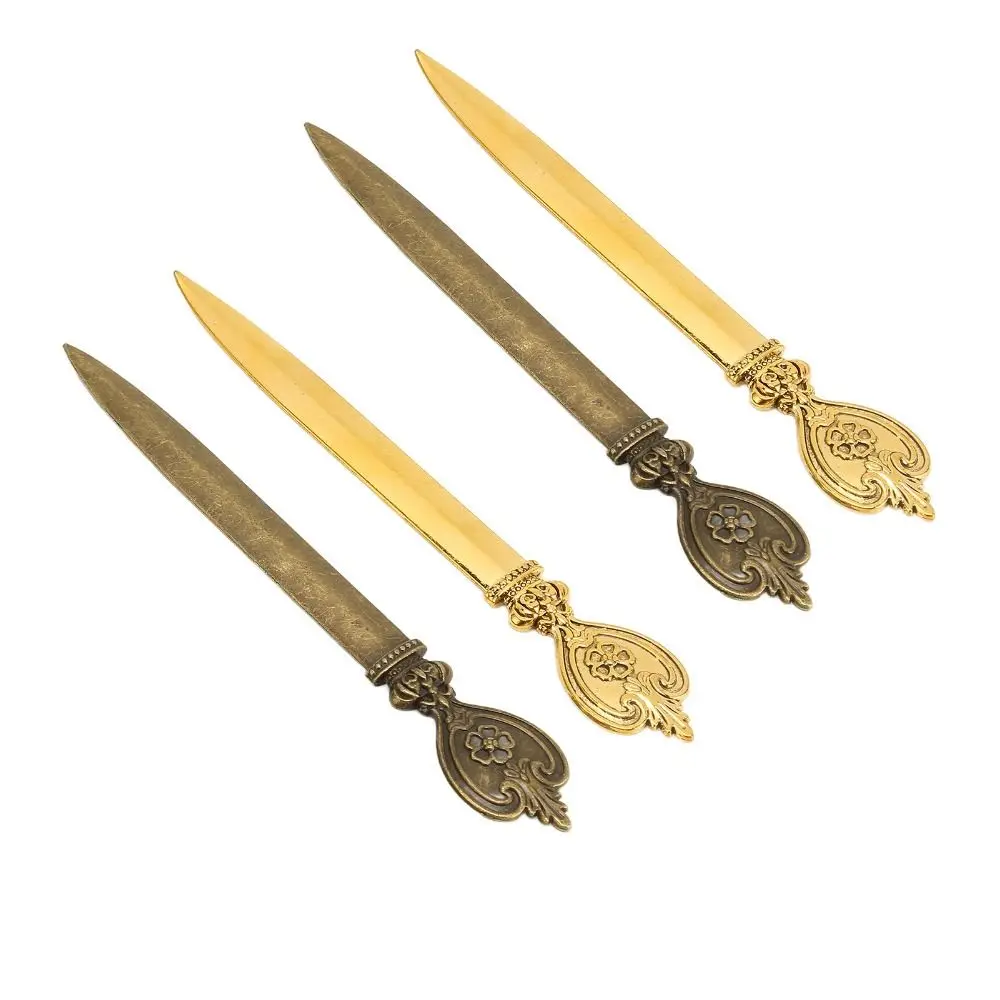 4 Pcs 내구성 아연 합금 편지 오프너 경량 골드 메일 오프너 12.8*1.9cm 인체 공학적 디자인 편지 오프너 도구 홈