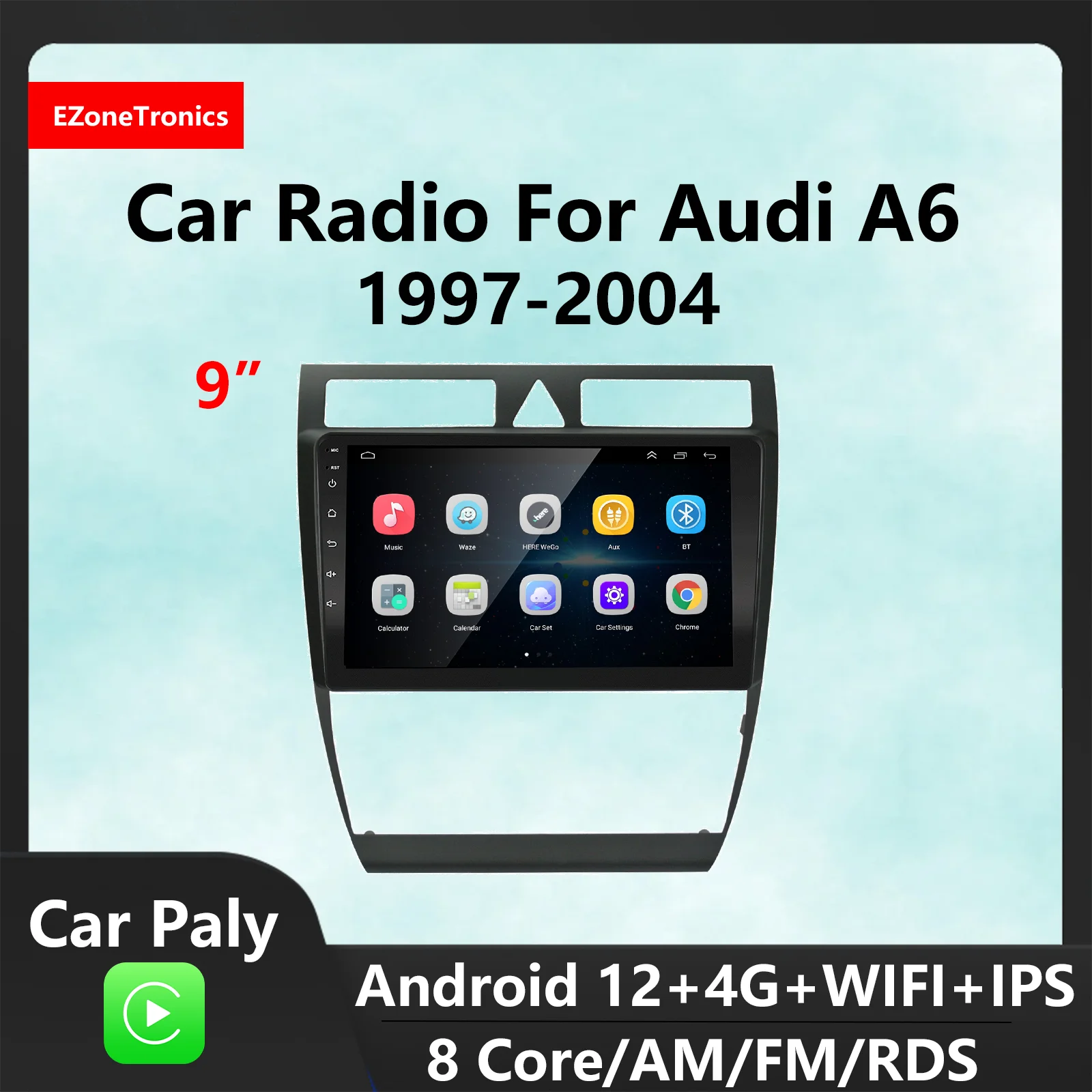 EzoneTronics CarPlay Android Radio for Audi A6 1997-2004 HD GPS Navigation, Bluetooth, USB Player, Car Entertainment System