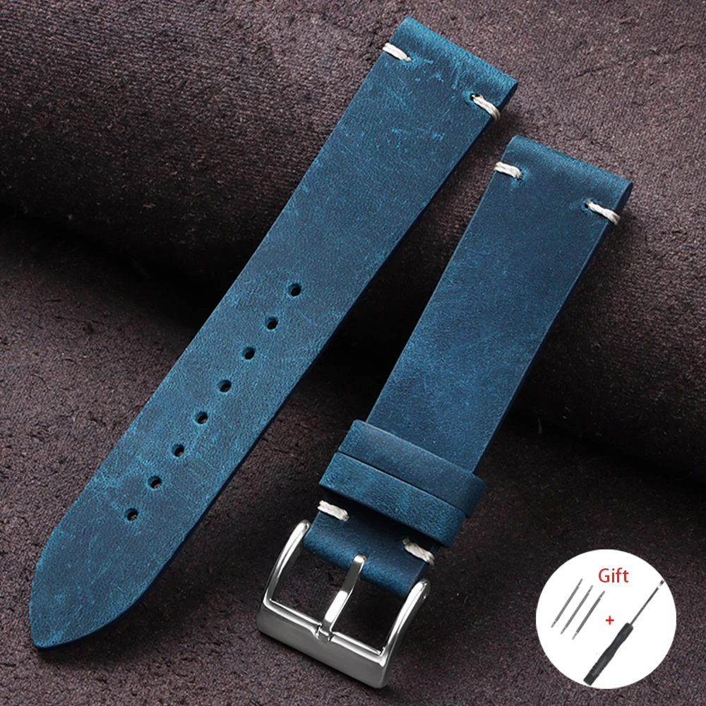 Premium Oil Wax Leather Watch Band - Classic Strap