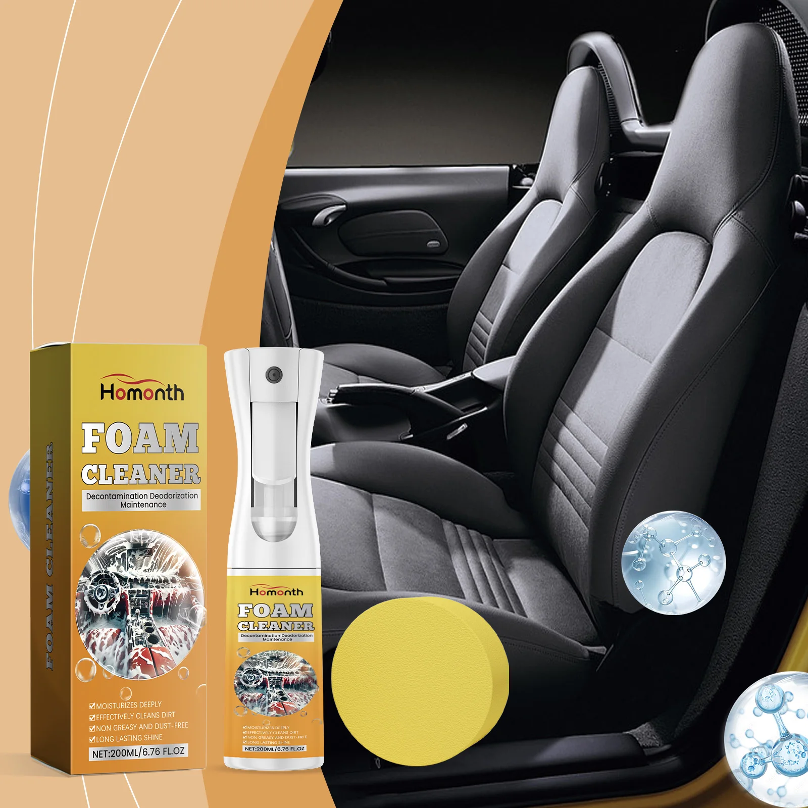 Multifunctional Car Interior Foam Cleaner, Magic Foam Cleaner, Car Seat Stain Remover, Powerful Decontamination Kits