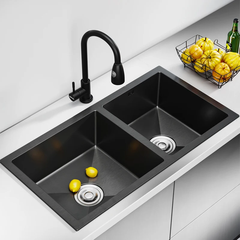 Big Size Kitchen Sink Stainless Steel Double Bowls Undermount Basin For Kitchen Fixture Improvement With Drainage Accessories