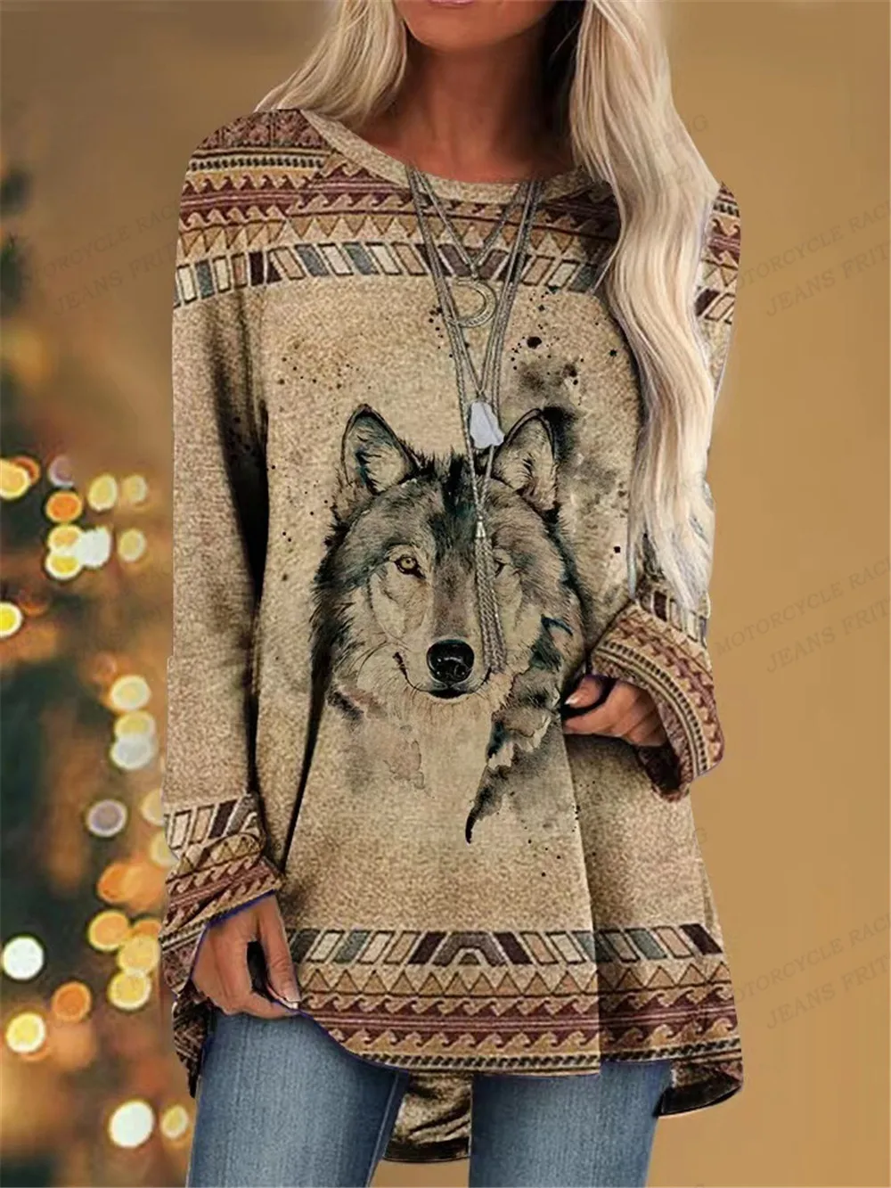 

Women's T Shirt Wolf 3d Print T-shirt Women Fashion Animal T-shirts Casual Long Sleeve Tops Tees Vintage Tshirt Loose Tees Owl
