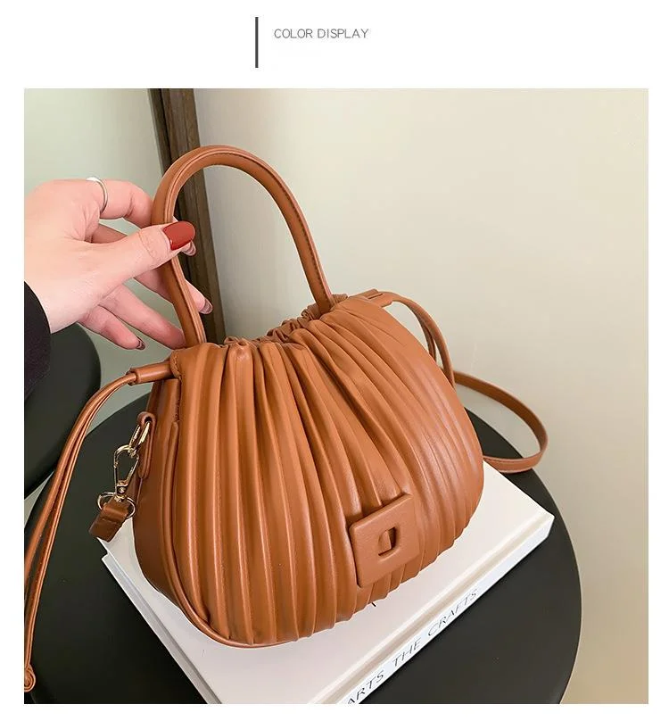 Borsa a secchiello plissettata da donna borsa a tracolla versatile_voghion.com