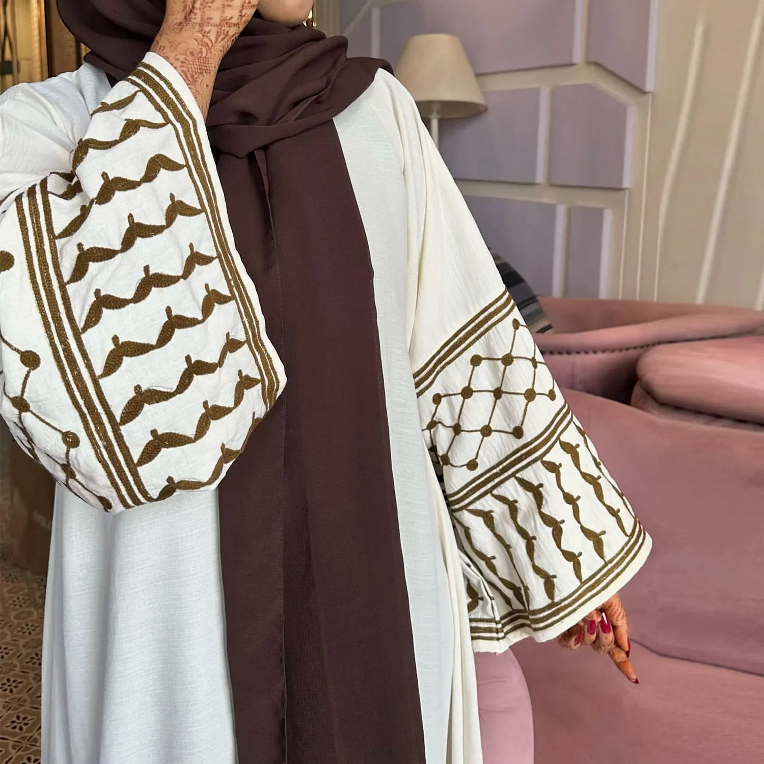 

Muslim Women Embroidery Maxi Dress Dubai Abaya Turkey Kaftan Saudi Arabic Robe Islamic Kimono Cardigan Eid Djellaba Jalabiya New