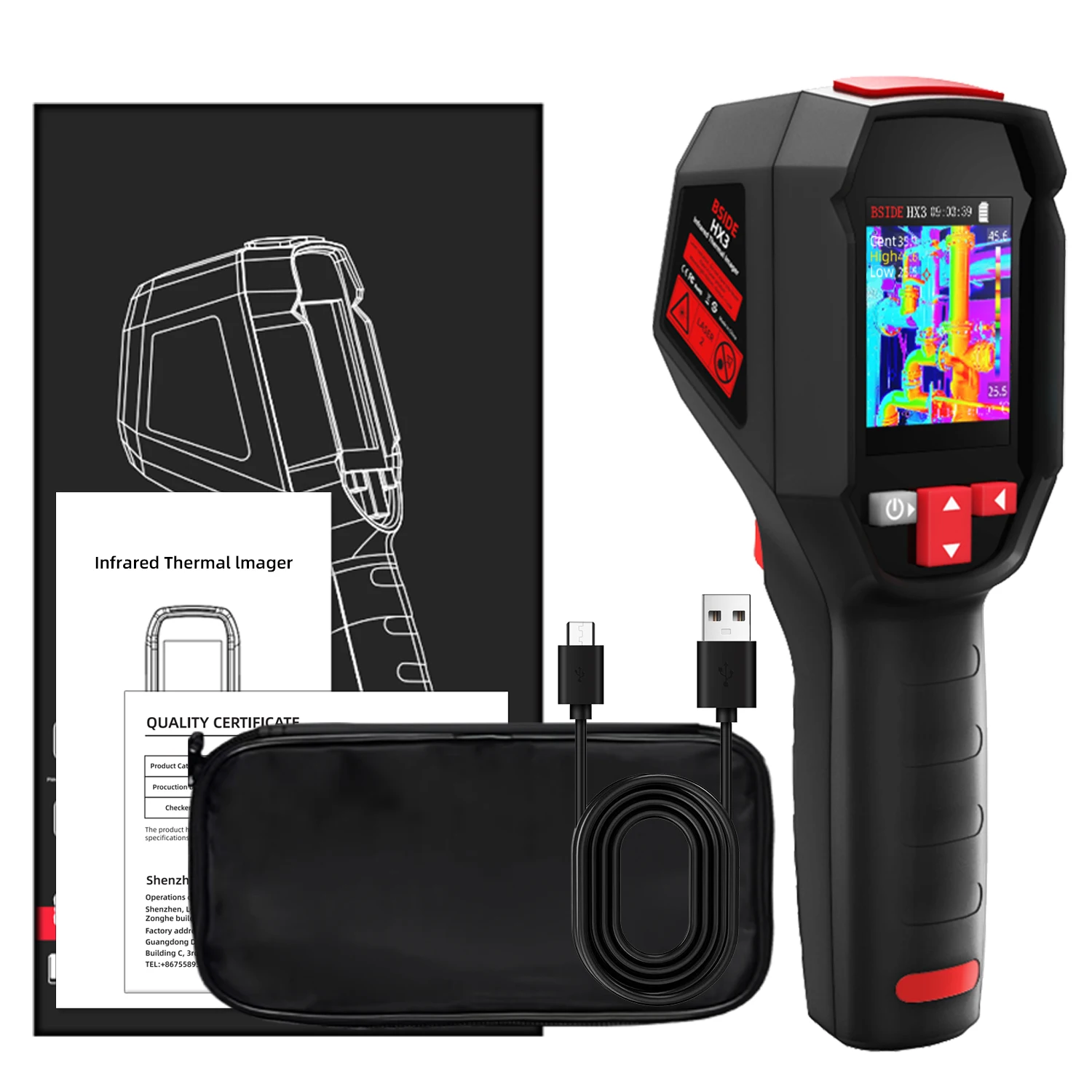 Thermal Imaging Camera 240x240 IR Infrared Temperature Scanner HVAC Electrical