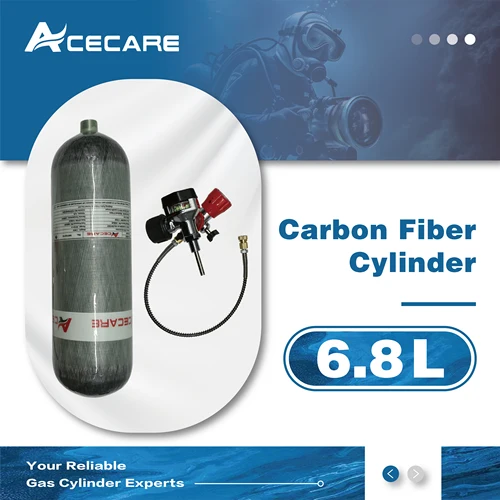 ACECARE CE 탄소 섬유 실린더, 게이지 밸브 및 충전 스테이션 스레드, 다이빙용 M18 * 1.5, 300bar 탱크, 6.8L 2