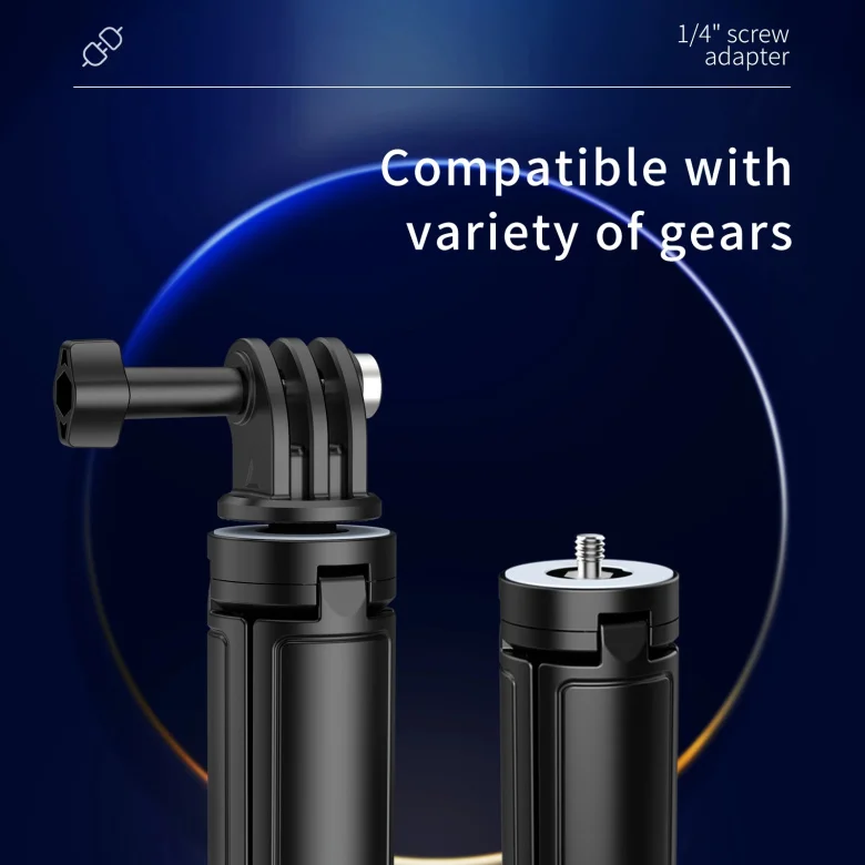 Câmera Mini Selfie Vara Extensível Tripé Estável Parafuso para Gopro Hero 10 Insta360 One x2 x Xiaomi yi Câmeras Fran16bk - Image 4