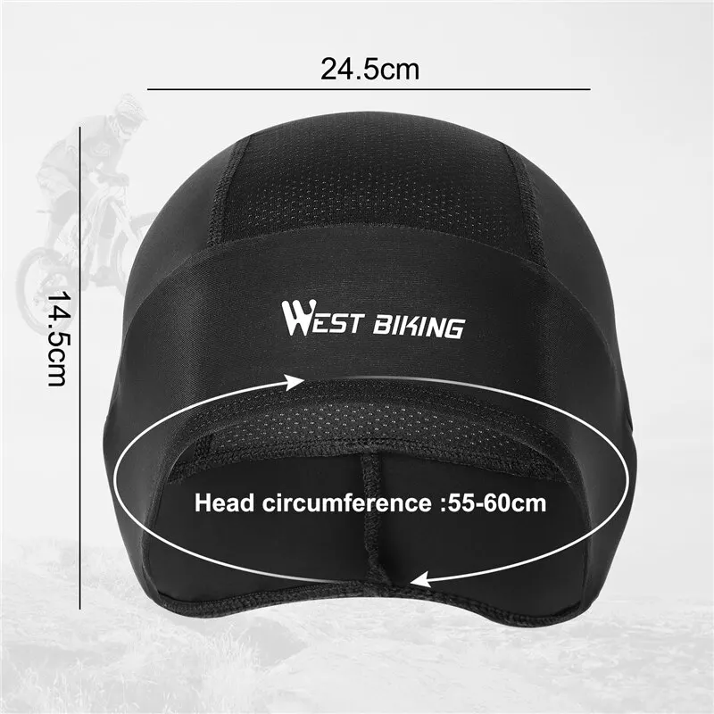 Cycling Caps WEST BIKING Summer Bike Skull Cap Men Cycling Accessories Motorcycle Helmet Lining Mesh Cap Hiking Running Sports Bicycle Hats