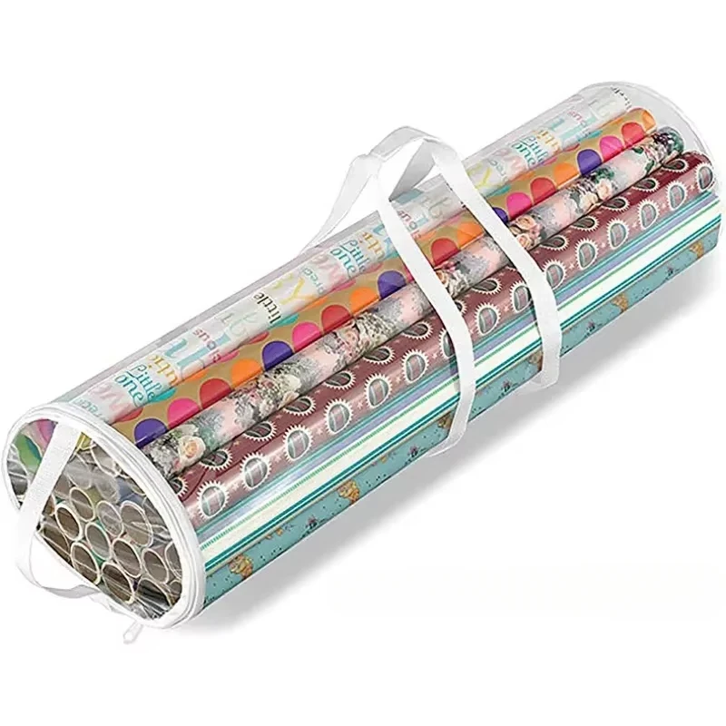 Wrapping Paper Storage Bag Clear Waterproof Storage Bin Container Gift Wrap Organizer Stores Holiday Christmas Organizer