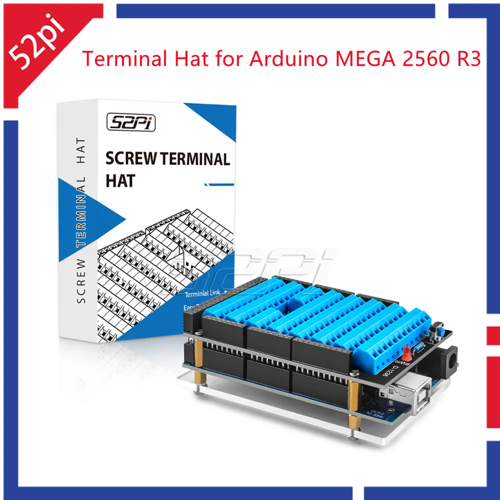 Chapéu Terminal para Arduino Mega 2560 r3 Arduino Chapéu Botão de Reconjunto e Indicador Led Novo 52pi
