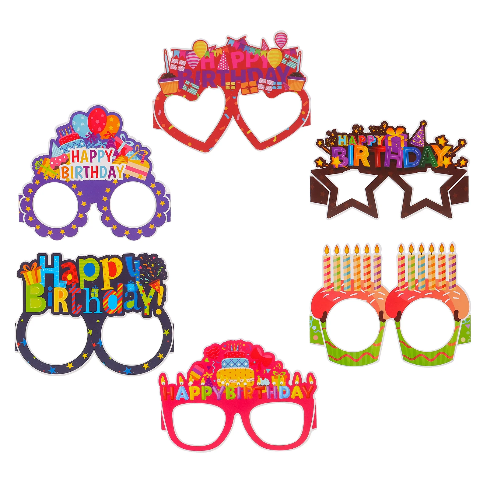 

18pcs Birthday Eyeglasses Party Glasses Props Creative Paper Glasses Birthday Photo Props