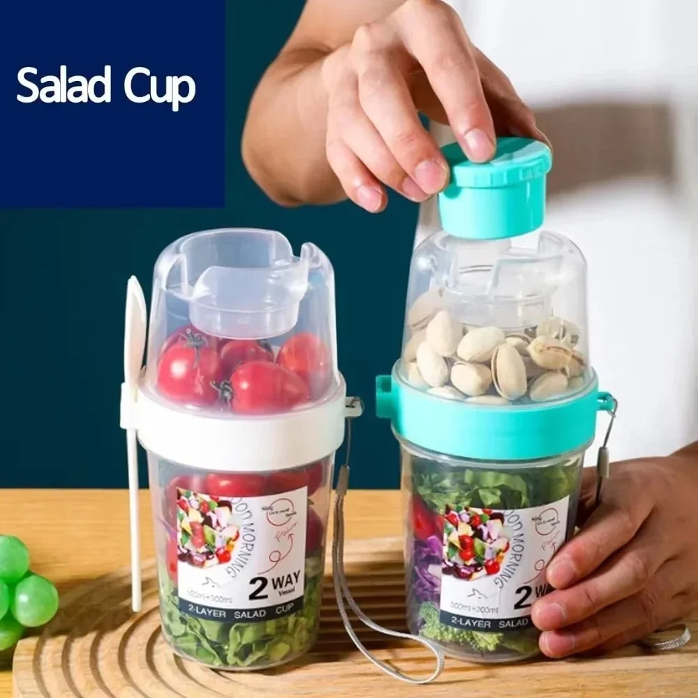 Portable Snack and Salad Cups with Lids and Forks