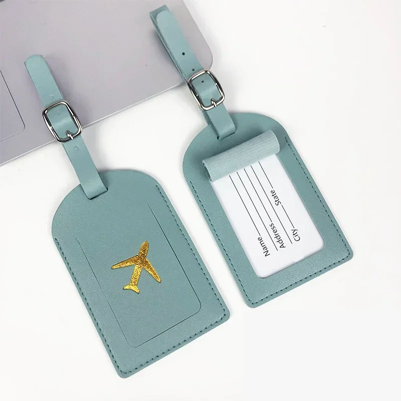 PU Leather Luggage Tag 1PC Suitcase Identifier Label Baggage Boarding Bag Tag Name ID Address Holder Travel Accessories