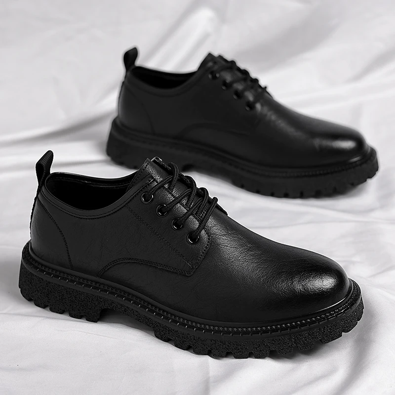 

Sneakers Men oxfords Work Shoes 2023 Autumn High Quality Leather Luxury Shoes Lace Up fashion Classic black Outdoor Men Shoes