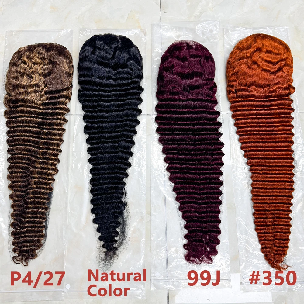 Lace Frontal Deep Wave Curly Human Hair Wigs 250% Density 13x4 HD Transparent Lace Front Human Hair Wig For Black Women