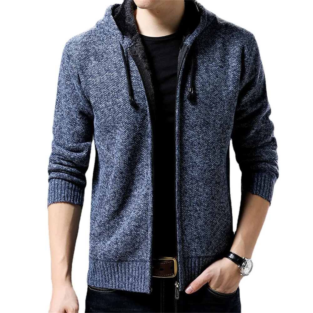 

Men's Autumn Winter New Sweater Coats Mens Casual Loose Hooded Sweater Zipper Cardigan Plush Korean Thicken Warm Sweater Jackets