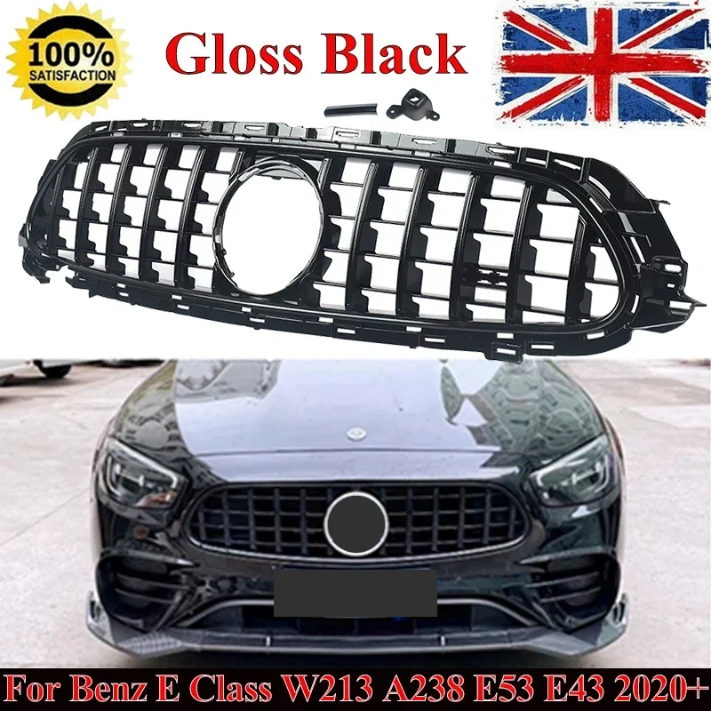 

Gloss Black Front Bumper Grill For Mercedes Benz W213 E200 E300 E400 E53 AMG 2020-On GT Grille E-Class ABS