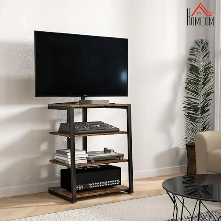 TV Stand, Entertainment Center, Adjustable Shelves, Extension Lead Holder, Small TV Table, Storage, Rustic Brown, Living Room